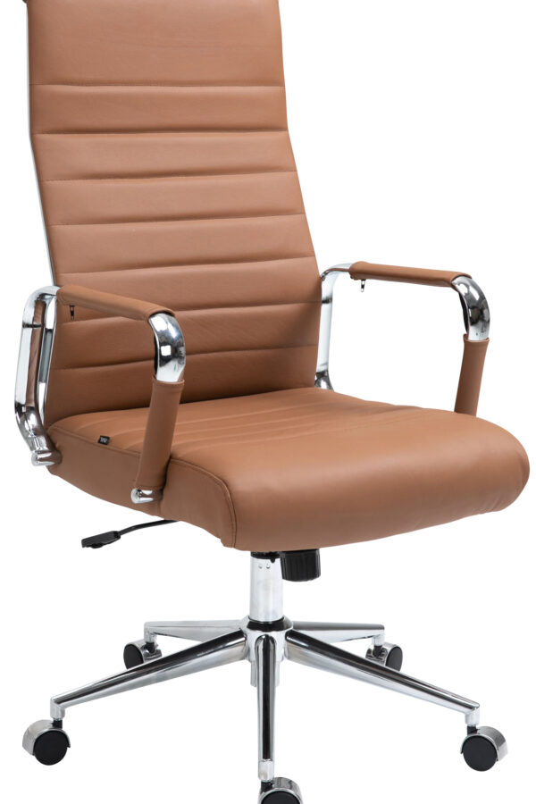 fotel biurowy brązowy skóra naturalna