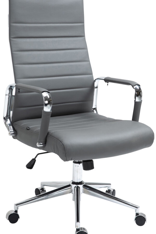 fotel biurowy szary skóra naturalna