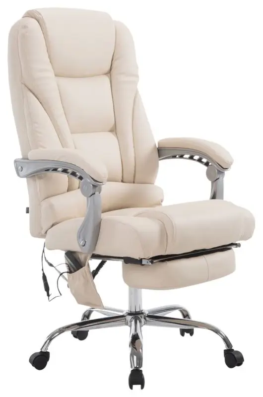 Fotel biurowy z masażem kremowy