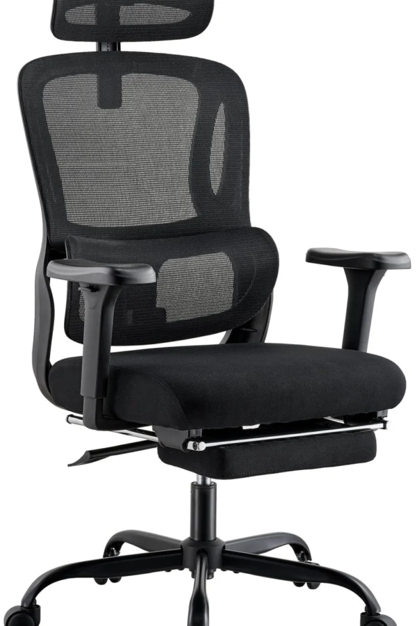 fotel ergonomiczny z podnóżkiem